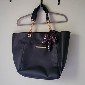 Black Steve Madden Faux Leather Tote Bag NWOT